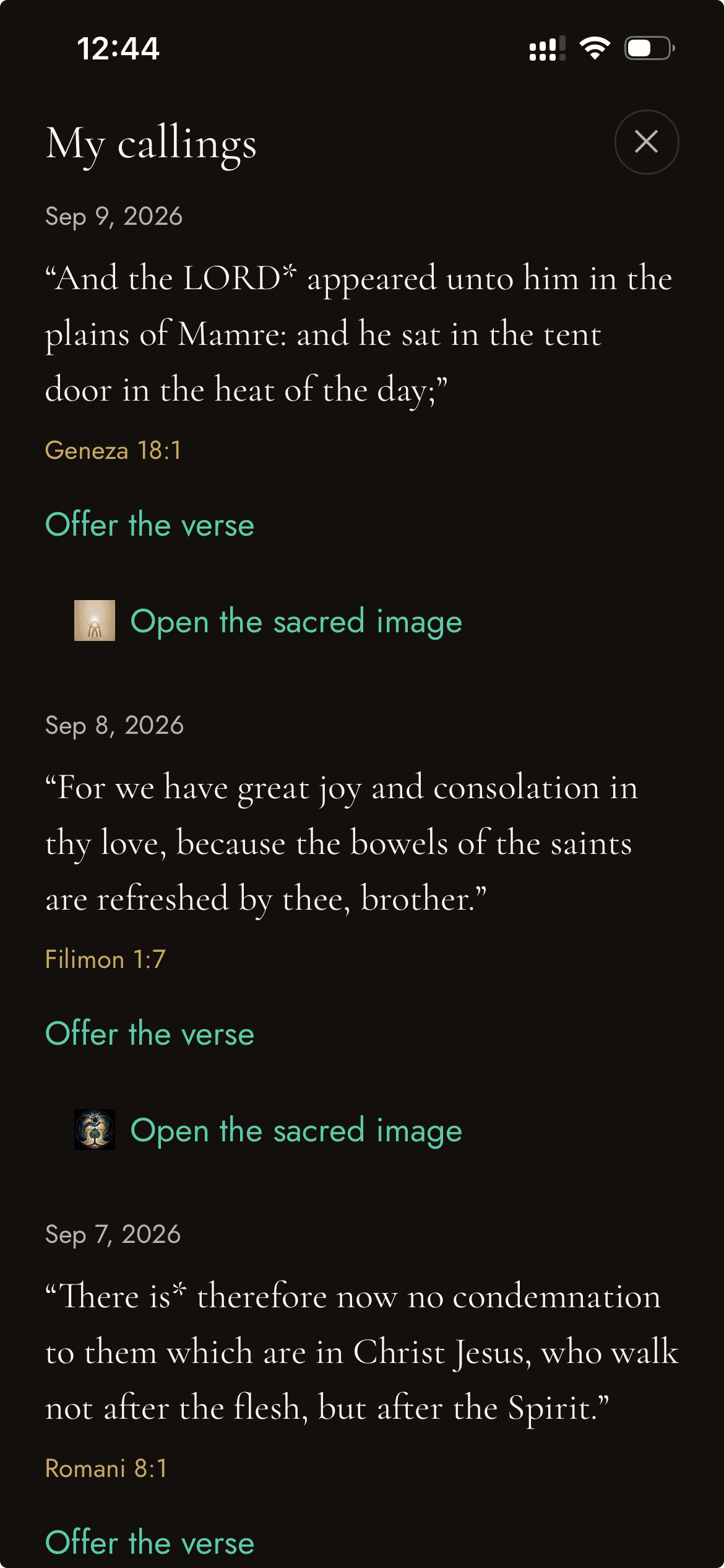 The list of callings already lived